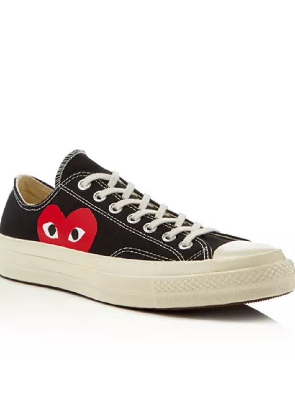 Converse Black Canvas Low-Top Sneakers with Red Heart Logo